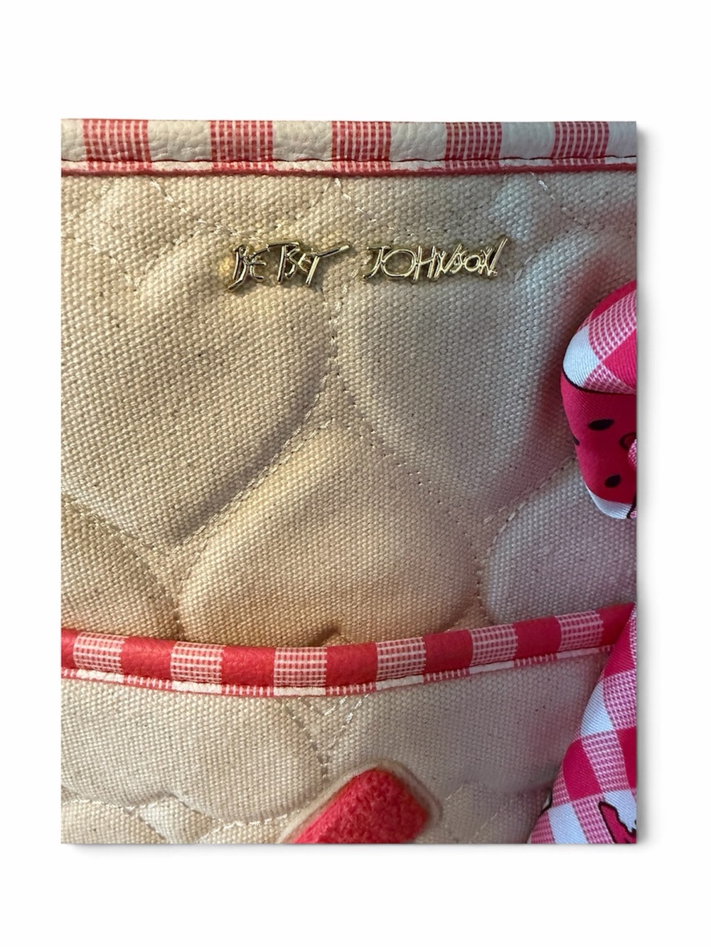Betsey Johnson Watermelon Gingham Quilted Tote + Pouch Set ππ - Picture 5 of 10